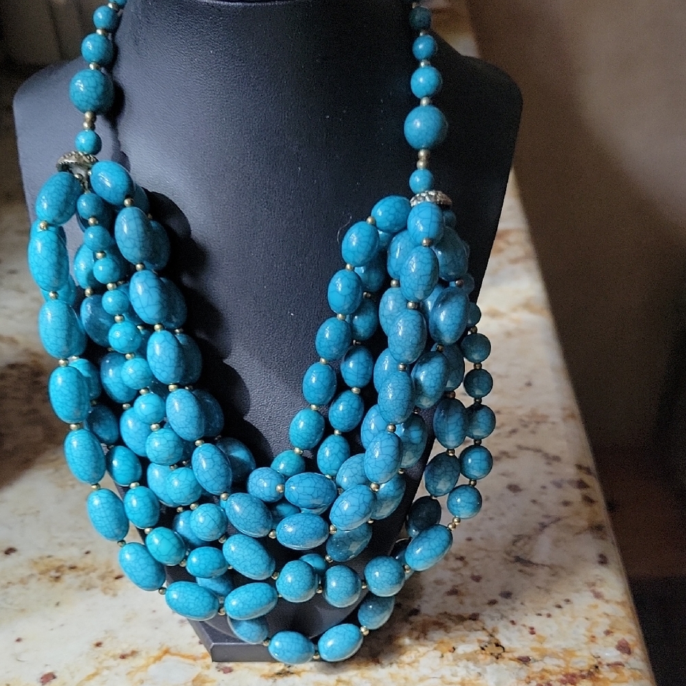 Multistrand Howlite Like Blue Beads.